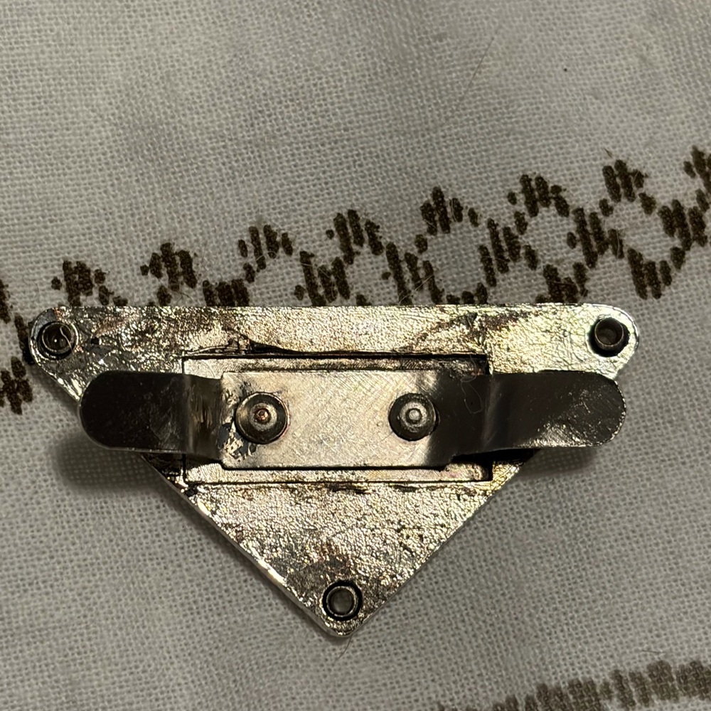 Prada Triangular Black and Silver Logo Pin - Picture 2 of 2